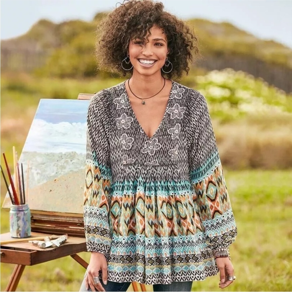 Sundance Stella Tunic Peasant Top Sz Small Boho Floral - Picture 7 of 7